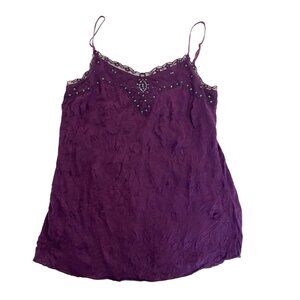 Xhilaration Purple Embellished Satin Cami Tank Top